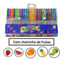 Canetas Gel Colorgel Coloridas Perfumadas Kit de Glitter 24 Cores