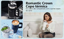 Copo Térmico Portátil ROMANTIC CROWN Inox 1200ml/1,2L Garrafa Térmica de Aço Inoxidável com Tampa e Canudo