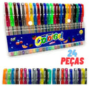 Canetas Gel Colorgel Coloridas Perfumadas Kit de Glitter 24 Cores