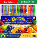 Canetas Gel Colorgel Coloridas Perfumadas Kit de Glitter 24 Cores