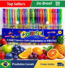 Canetas Gel Colorgel Coloridas Perfumadas Kit de Glitter 24 Cores