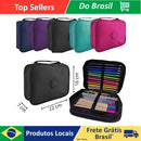 Estojo Escolar Unissex com Zíper - Caixa Organizadora Grande, Diversas Cores