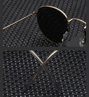 Óculos de Sol Redondos Vintage  Designer Pequeno Armação Clássica Retro Preto Oculos De Sol