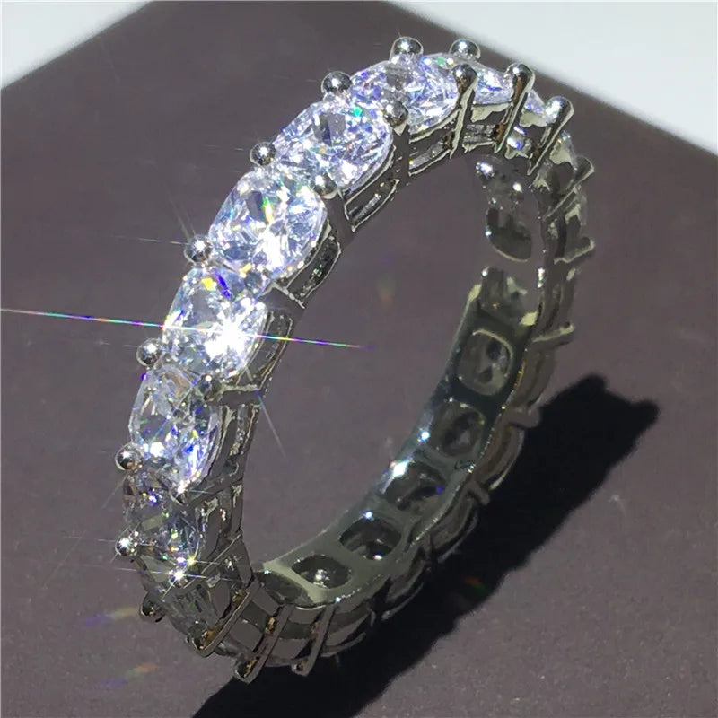 Anel Promessa Fashion Eternity em Prata Esterlina 925 com zircônia cúbica