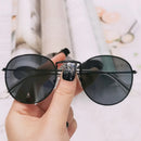 Óculos de Sol Redondos Vintage  Designer Pequeno Armação Clássica Retro Preto Oculos De Sol