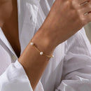 EManco Joias Finas Pulseira de Corrente com Pérola de Água Doce em Aço Inoxidável à Prova d'Água , Dourada com Pérola 14k