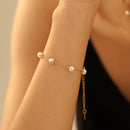 Conjunto de Joias à Prova d'Água em Aço Inoxidável Banho de Ouro 18k, Colar de Pérola Imitada com Pedra Natural, Pulseira de Temperamento YF3976