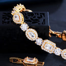 Pulseira Feminina de Moda para Festa e Casamento, Corrente com Elo de Forma Geométrica , Zircônia Cúbica, Cor Dourada B219