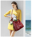 Bolsa de Couro Feminina de Mão/Ombro de Lazer Carteiras de Moda Vintage Bolsas de Grande Capacidade