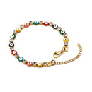 Joias Turcas Banhadas a Ouro Pulseiras de Contas com Olho Grego Vermelho Rosa Bebê Zircônia Aço Inoxidável Gotejamento de Óleo Cobre Colorido Atacado