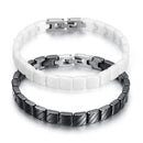 Pulseiras de Bracelete para Mulheres Pulseiras de Cerâmica Preto e Branco Fecho Delicado de Aço Inoxidável Promoção de Joias de Cerâmica