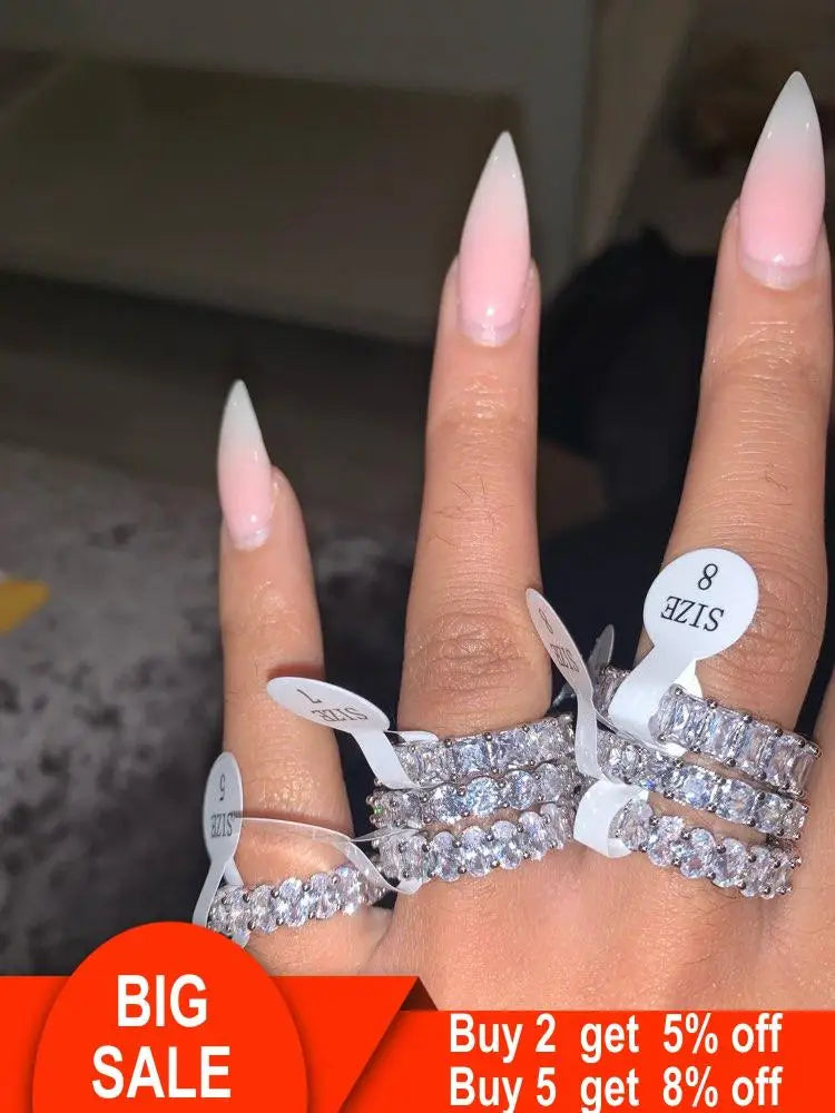 Anel Promessa Fashion Eternity em Prata Esterlina 925 com zircônia cúbica