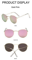 Óculos de Sol Redondos Vintage  Designer Pequeno Armação Clássica Retro Preto Oculos De Sol