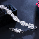 Pulseira Feminina de Moda para Festa e Casamento, Corrente com Elo de Forma Geométrica , Zircônia Cúbica, Cor Dourada B219