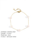 EManco Joias Finas Pulseira de Corrente com Pérola de Água Doce em Aço Inoxidável à Prova d'Água , Dourada com Pérola 14k