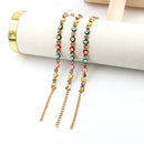 Joias Turcas Banhadas a Ouro Pulseiras de Contas com Olho Grego Vermelho Rosa Bebê Zircônia Aço Inoxidável Gotejamento de Óleo Cobre Colorido Atacado