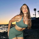 Calças de Fitness Dfyne Impact Peach, Levantamento de Quadril Aparente, Cintura Médio-Alta, Aperta a Barriga, Calças Fitness de Três Pontos para Mulheres