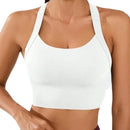 Conjunto esportivo com sutiã de costas bonitas, esportivo cruzado nas costas, sem bojo, tamanho ajustável e pode ser usado normalmente por baixo.