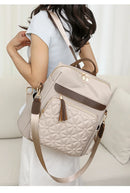 Mochila com Bordado Matelassê  Novo Estilo Coreano Versátil de Grande Capacidade, Bolsa de Ombro de Couro Resistente à Água