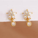 Brincos Longos com Duas Correntes e Pingente de Tassel  Aço Inoxidável Coreano com Zircônia, para Piercing
