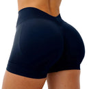 Shorts de Academia Feminino Cintura V Cintura Alta Roupas de Treino Fitness Yoga Corrida Levantamento de Glúteos Leggings
