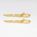 Brincos Longos com Duas Correntes e Pingente de Tassel  Aço Inoxidável Coreano com Zircônia, para Piercing