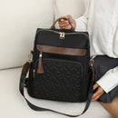 Mochila com Bordado Matelassê  Novo Estilo Coreano Versátil de Grande Capacidade, Bolsa de Ombro de Couro Resistente à Água