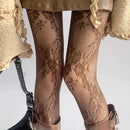 Meia-calça Vazadas em Renda e Tule com Fundo de Vime Meias Florais Mulher Sexy Collants Meia-fina de Moda