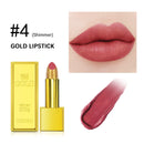 Batom Dourado Cintilante Brilho Metálico Batons Sexy Longa Duração Batom à Prova d'Água Cosmético Design em Tubo Dourado Presente 3,5g