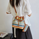 Conjunto de 2 Peças Bolsa Transversal Praia Bolsas de Ombro de Verão Coloridas de Palha