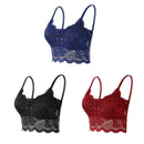 Kit 03 peças Sutiãs de Renda Feminino Top Confortável Bralette Cor Sólida Lingerie Sexy Colete Feminino Vazado Sem Arame Sutiã Sem Costura