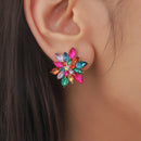 Brincos de Flores Coloridas com Cristal Estilo Fresco e Doce  Joias Populares Presente em Paris Anastasia