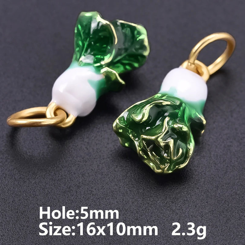 6/16 Peças Estilos Mistos Frutas Banana Morango Melancia Vegetais Repolho Cogumelo Cenoura Pingente Para Fazer Joias