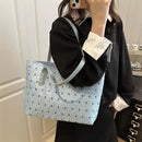 Bolsa de Ombro Feminina com Estampa de Laço Fashionista; Bolsa de Mão de Grande Capacidade