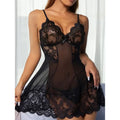 Lingerie sexy Babydoll Vestido de renda transparente sem costas com conjunto de calcinha Roupas de dormir exóticas Chemises