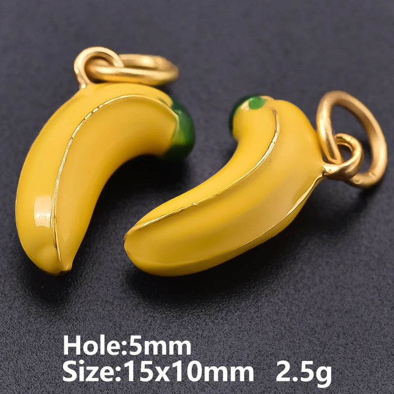 6/16 Peças Estilos Mistos Frutas Banana Morango Melancia Vegetais Repolho Cogumelo Cenoura Pingente Para Fazer Joias