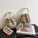 Conjunto de 2 Peças Bolsa Transversal Praia Bolsas de Ombro de Verão Coloridas de Palha