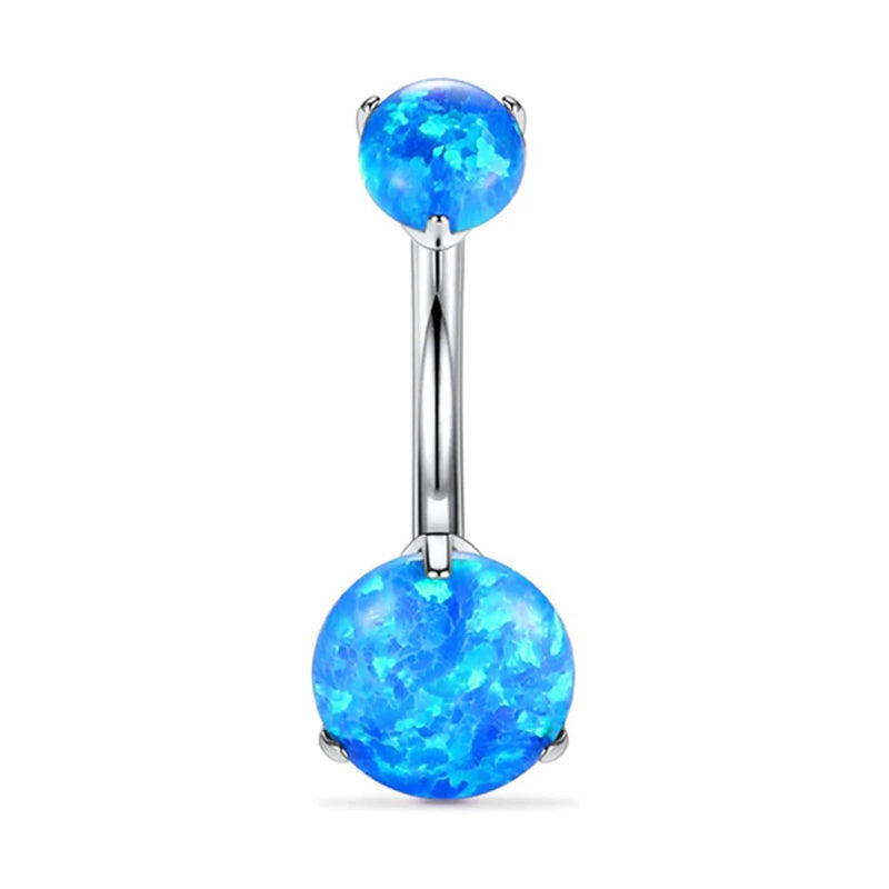 Anel de Umbigo de Titânio F136 com Três Garras 14g Cabeça Dupla Opala Joia Corporal de Piercing para Europa e Estados Unidos