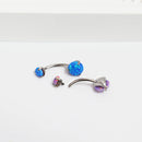 Anel de Umbigo de Titânio F136 com Três Garras 14g Cabeça Dupla Opala Joia Corporal de Piercing para Europa e Estados Unidos