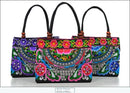 Bolsa de Ombro Feminina Bordada Pequenas Estilo Nacional Floral Bordado de Mão com Alça Superior Bordadas com Miçangas Bolsa com Aba