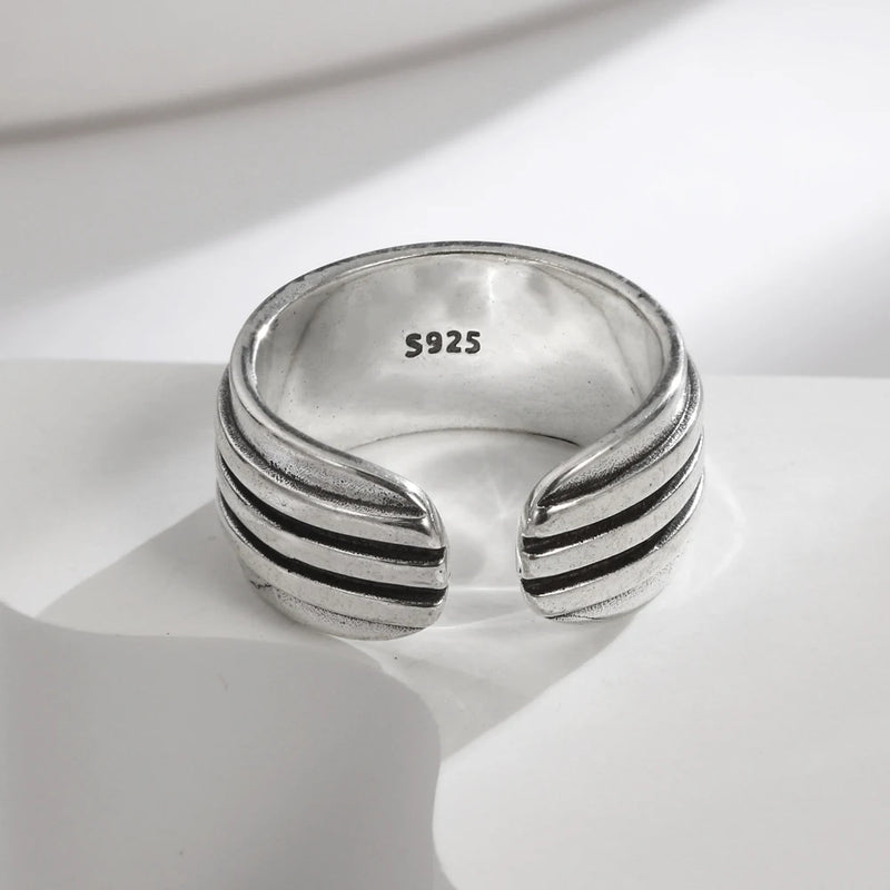 Anel de prata esterlina 925 com ágata natural que nunca desbota, estilo hip-hop, anel Unisex