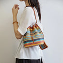 Conjunto de 2 Peças Bolsa Transversal Praia Bolsas de Ombro de Verão Coloridas de Palha