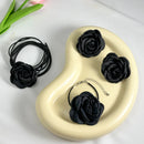 Conjunto de Joias Feminino Romântico Kpop com Grande Flor Vermelha, Colar de Corrente para Clavícula, Pulseira e Brincos de Pino, Gargantilha Ajustável Estilo Gótico Y2K