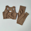Conjunto de 2 Peças de Sutiã Esportivo Feminino Top de Fitness Profissional Sutiã Anti-Choque Leggings de Corrida Conjunto de Yoga Sutiã com Costas Bonitas