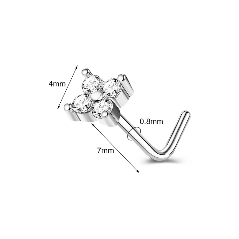1PC Joia de Piercing de Nariz de Cobre para Mulheres Stud de Cristal com Flor, Olho, Opala, Coração e Lua Piercings Corporais