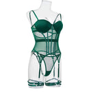 Conjunto de Lingerie de Malha de Luxo para Mulheres, Body Sem Costas, Conjunto de 3 Peças com Cinta-Liga, Vestidos Sensuais para Mulheres