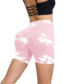 Calças de Fitness Femininas Sem Costura Tie Dye, Shorts Curtos Esportivos de Cintura Alta e Elevação de Quadril, Shorts Justo Sexy com Estampa de Pêssego