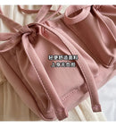 Bolsa de Mão Feminina Bolsa Tote com Laço Coreano em Nylon Bolsas de Ombro Design Fashion e Doce Bolsa  Dobrável de Grande Capacidade para Comutadores