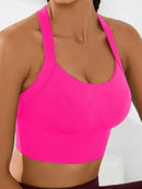 Conjunto esportivo com sutiã de costas bonitas, esportivo cruzado nas costas, sem bojo, tamanho ajustável e pode ser usado normalmente por baixo.