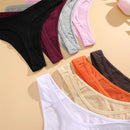 Conjunto 4 peças, Calcinha de algodão Sem costura Cintura baixa Tanga V-Cintura Cor sólida respirável Lingerie macia íntimos
